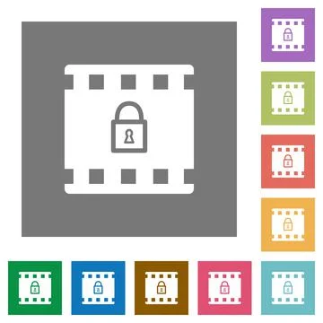 Encode movie square flat icons Illustration