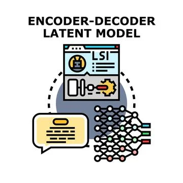 Encoder decoder latent model processing data and information Illustrazione stock