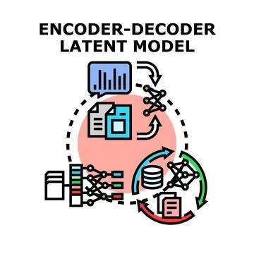 Encoder decoder latent model processing data Ilustração Stock
