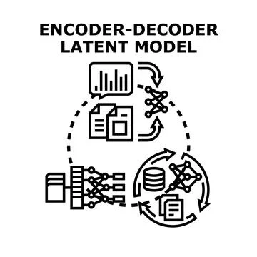 Encoder decoder latent model processing data Stock Illustration