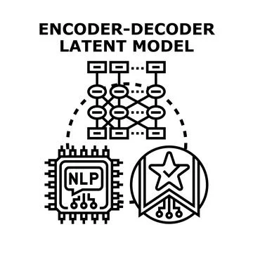 Encoder decoder latent model representing ai technology 스톡 일러스트