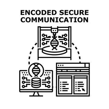 Encoding and decoding secure digital communication information Stock Illustration