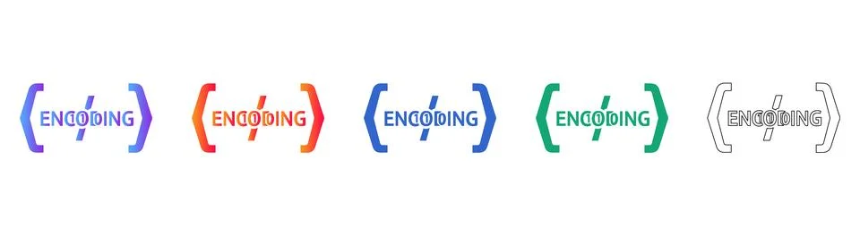 Encoding and Programming Script Icon Set Stock Illustration