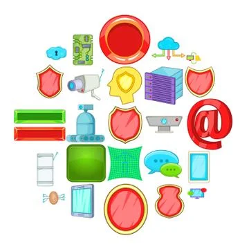 Encoding icons set, cartoon style イラスト素材