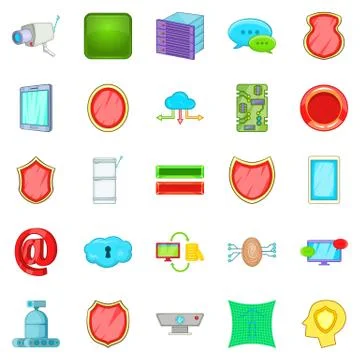 Encoding icons set, cartoon style Illustration
