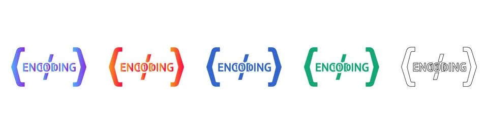 Encoding Icons Set for Software Development Illustration