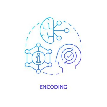 Encoding information in brain blue gradient concept icon Illustration