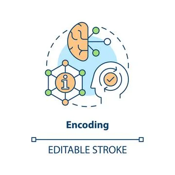 Encoding information in brain concept icon Illustration