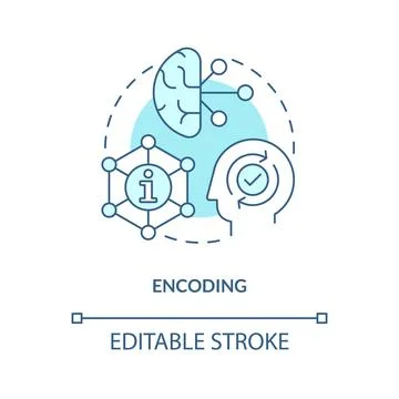 Encoding information in brain concept turquoise icon Illustration