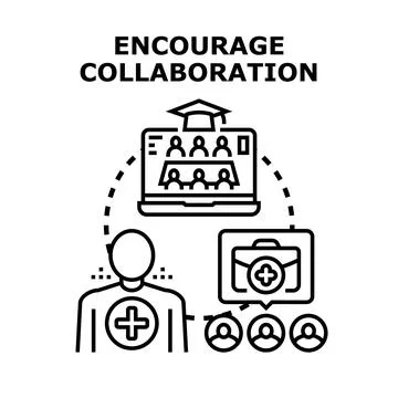 Encourage collaboration for remote team work and learning Stock Illustration