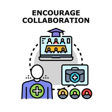 Encourage collaboration for remote team work and learning Stock Illustration
