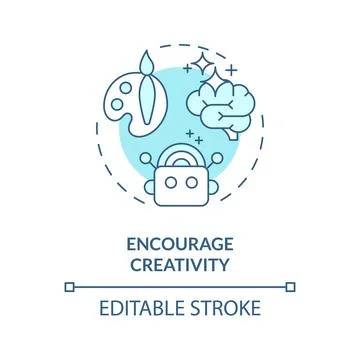 Encourage creativity soft blue concept icon Stock Illustration
