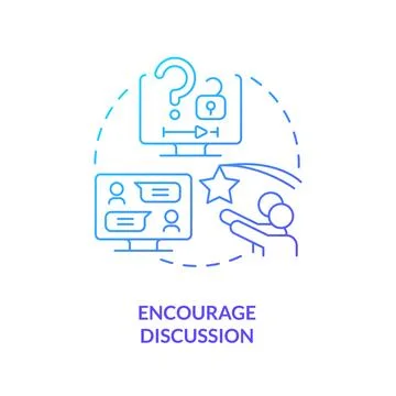 Encourage discussion blue gradient concept icon Stock Illustration