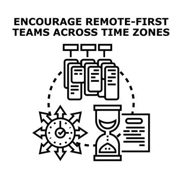 Encourage remote first teams across global time zones Stock-Illustration