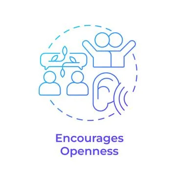 Encourages openness blue gradient concept icon Stock Illustration