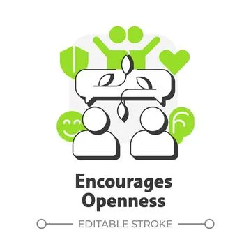 Encourages openness flat outline concept icon Stock Illustration