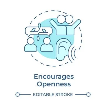Encourages openness soft blue concept icon Stock Illustration