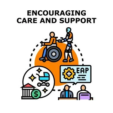 Encouraging care and support programs concept Illustrazione stock