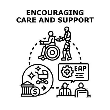 Encouraging care and support programs concept Stock Illustration