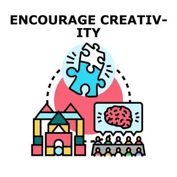 Encouraging creativity and innovative thinking development concept Stock Illustration