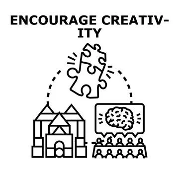 Encouraging creativity and innovative thinking development concept Illustrazione stock