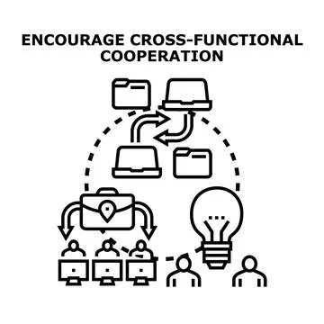 Encouraging cross functional cooperation for business efficiency and innovati 스톡 일러스트