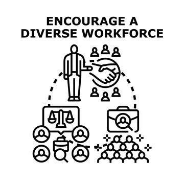 Encouraging diverse workforce hiring equal opportunity business icon Stock Illustration