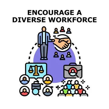 Encouraging diverse workforce hiring equal opportunity business icon Stock Illustration