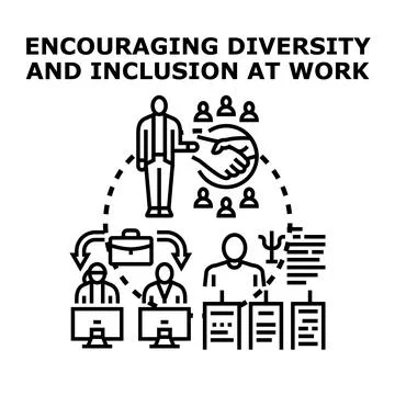 Encouraging diversity inclusion at work vector concept Stock Illustration