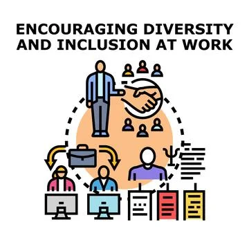 Encouraging diversity inclusion at work vector concept Stock Illustration