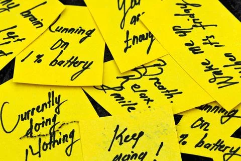 Encouraging Handwritten Message on a Sticky Note. Handwritten Inspirational.. Stock Photos
