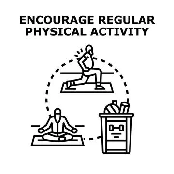 Encouraging regular physical activity and healthy lifestyle Stock Illustration