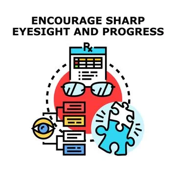 Encouraging sharp eyesight and progress strategy concept Stock Illustration
