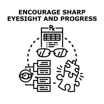 Encouraging sharp eyesight and progress strategy concept Stock Illustration
