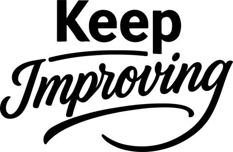 Encouraging slogan with the phrase keep improving in stylized typography. Stock Illustration