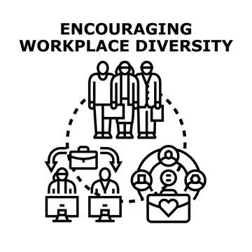 Encouraging workplace diversity creating inclusive business environment Stock-Illustration