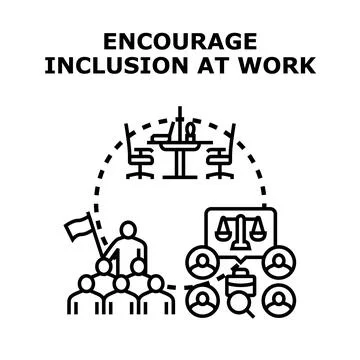 Encouraging workplace inclusion, equality, and diversity in collaboration Stock Illustration