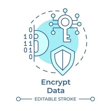 Encrypt data soft blue concept icon Stock Illustration