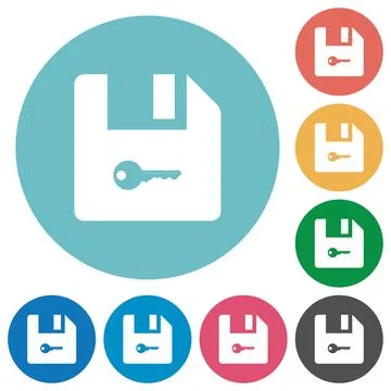 Encrypt file flat round icons Stock Illustration