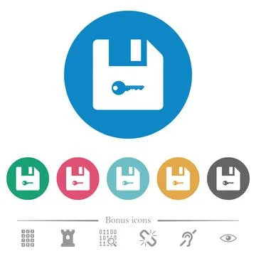 Encrypt file flat round icons Stock Illustration