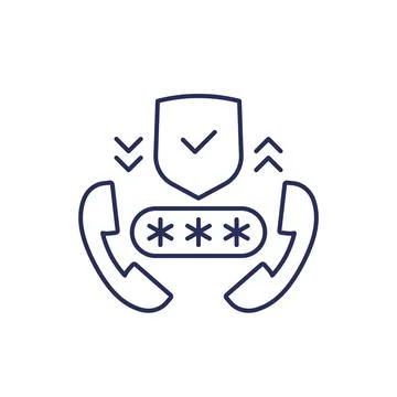 Encrypt phone calls line icon Stock Illustration