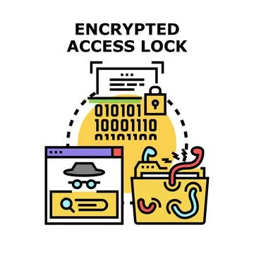 Encrypted access lock protecting digital data security Illustrazione stock
