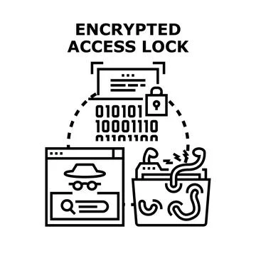 Encrypted access lock protecting digital data security Stock Illustration