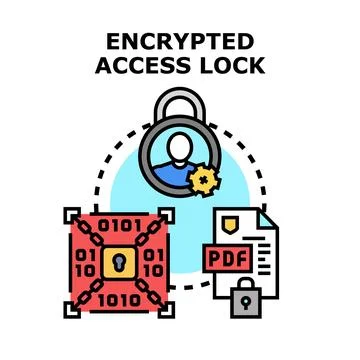 Encrypted access lock securing digital data protection Stock Illustration