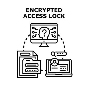 Encrypted access for secure digital data lock Stock Illustration