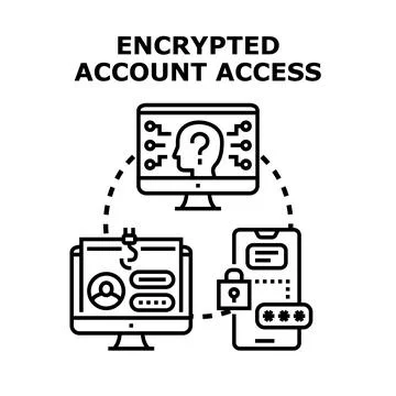 Encrypted account access and data protection concept Stock Illustration