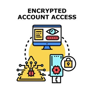 Encrypted account access cyber security and data protection Stock Illustration