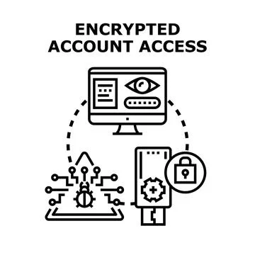 Encrypted account access cyber security and data protection Stock Illustration