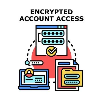 Encrypted account access protecting digital data security Illustrazione stock