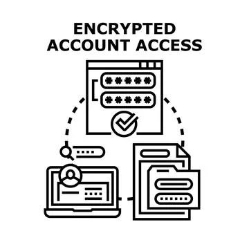 Encrypted account access protecting digital data security Stock Illustration